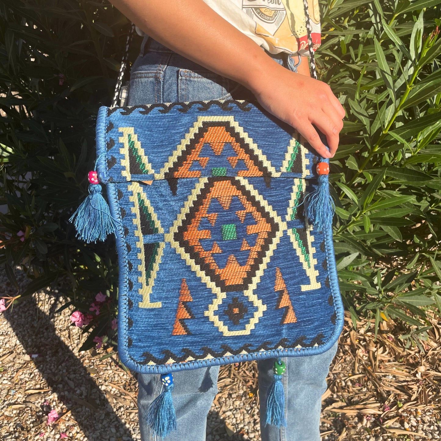 Bolso Festival Messenger Kilim Azul Cielo