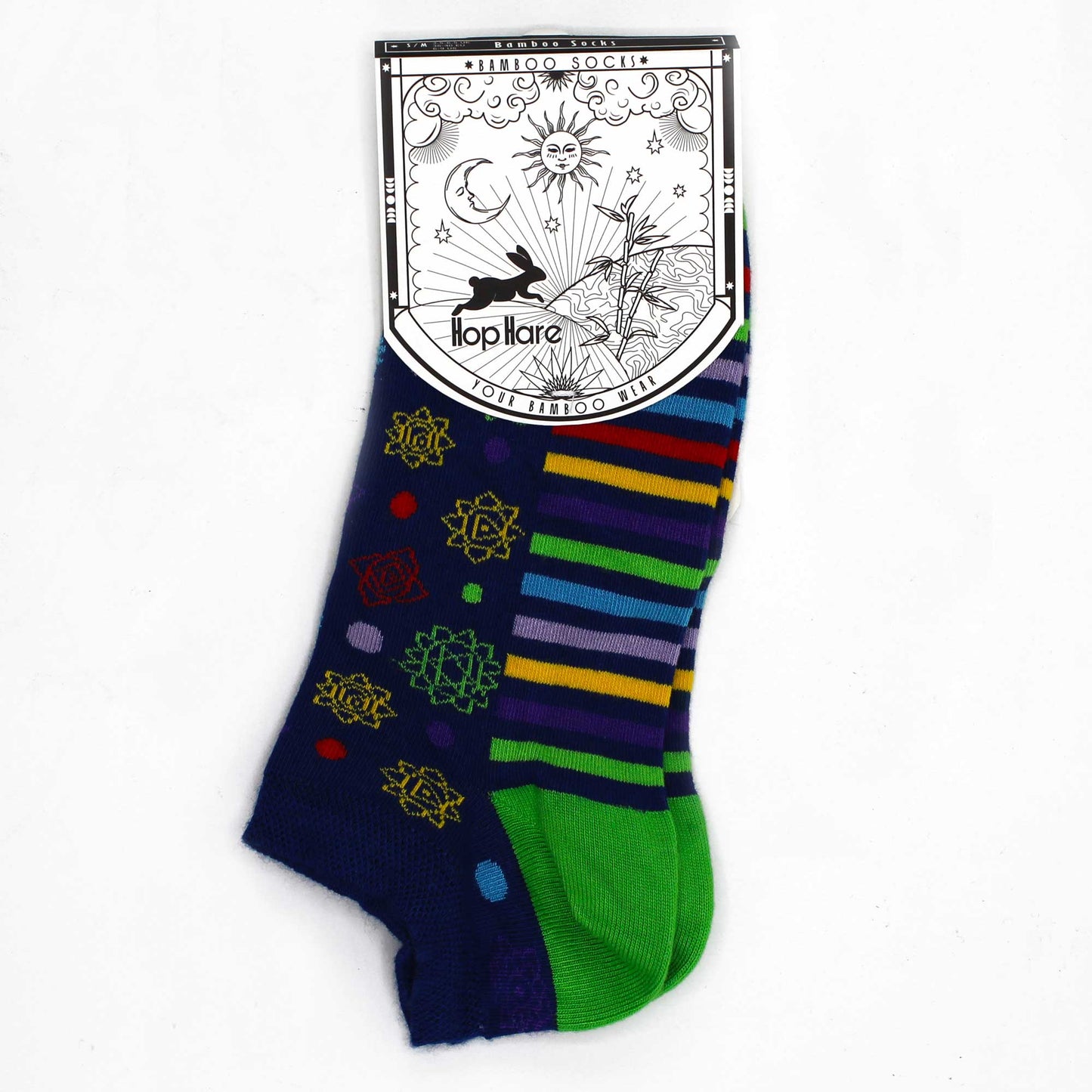 M/L Hop Hare Bamboo Socks Low (7.5-11.5) - 7 Chakra