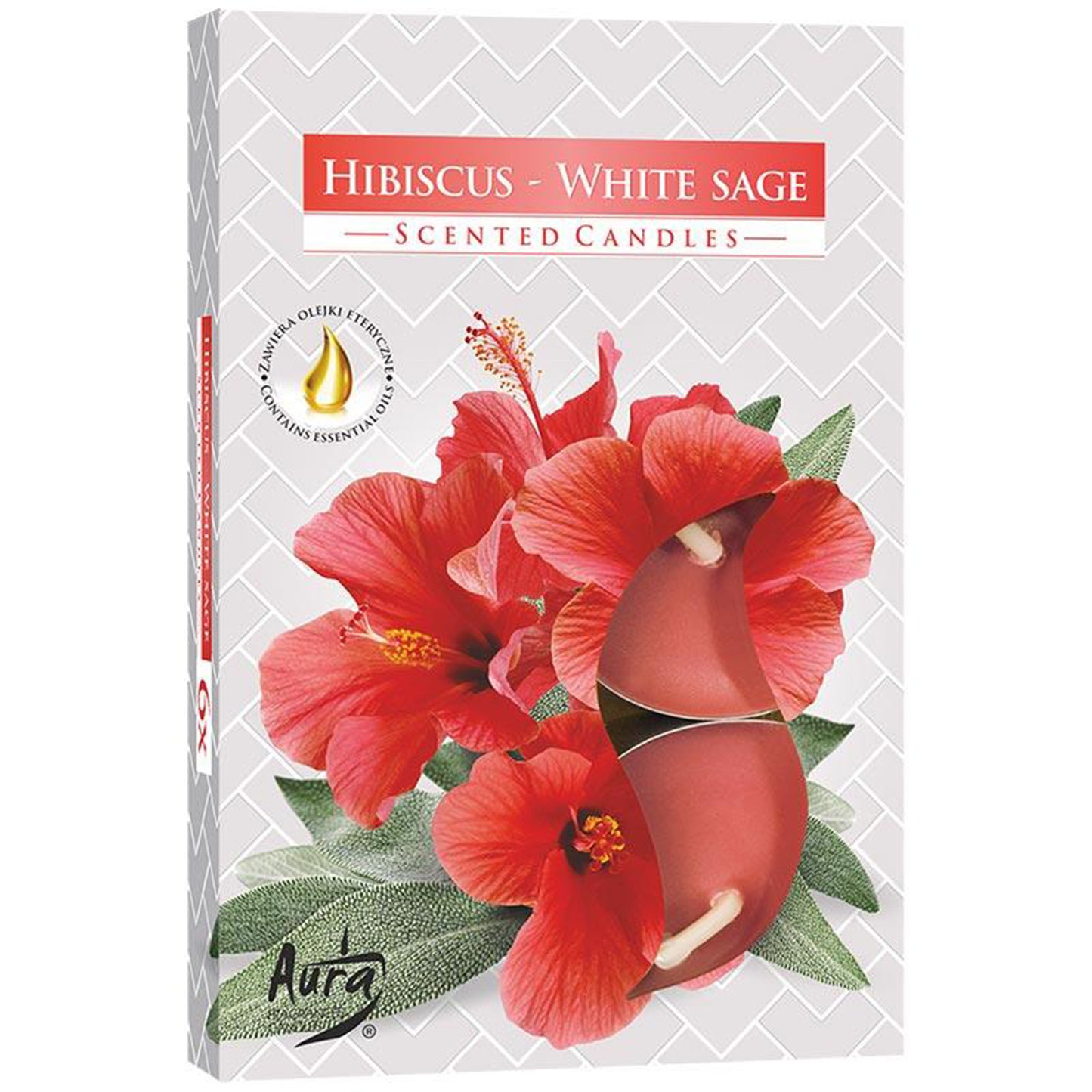 Juego de 6 velas aromáticas: hibisco y salvia blanca