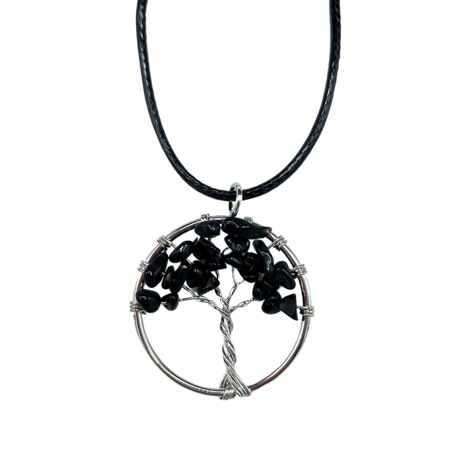 Tree of Life Pendant - Black Agate