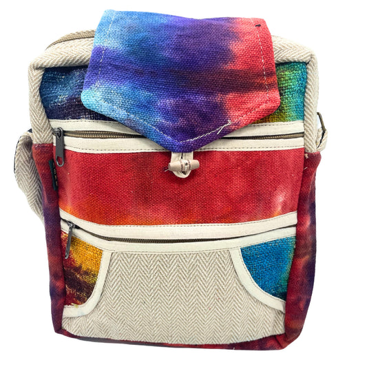 Tiedye Hemp Messegner Bag 2 Zip &amp; Flop