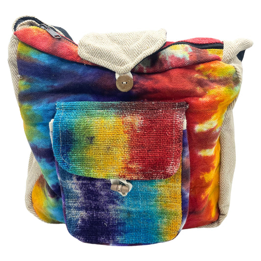 Bolso de estudio Tiedye Hemp con bolsillo delantero