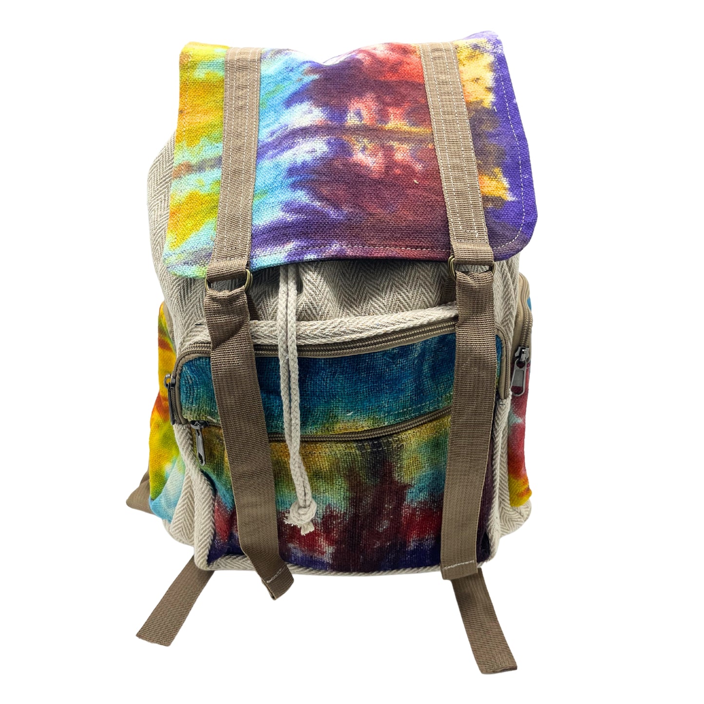 Mochila cuadrada grande de cáñamo Tiedye