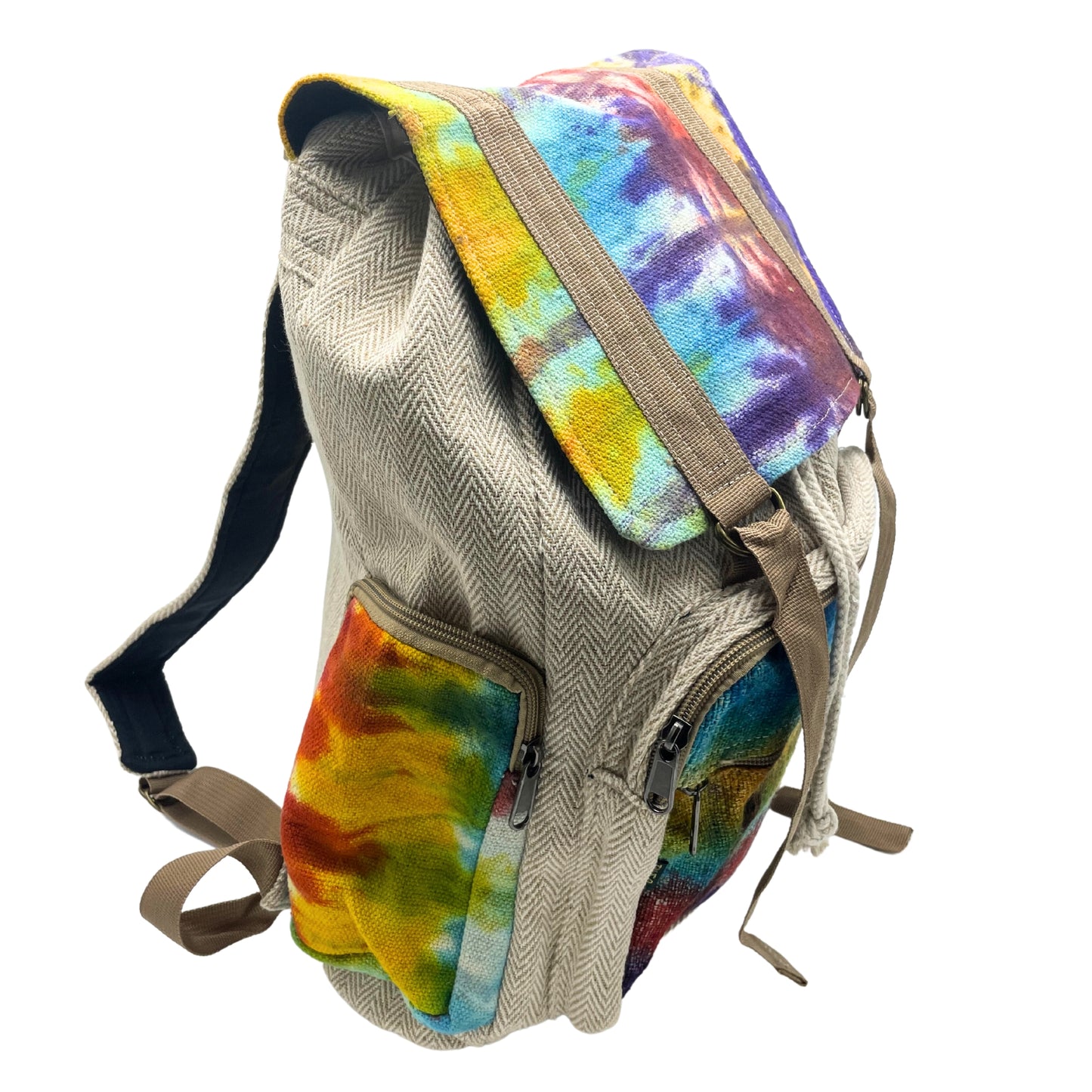 Mochila cuadrada grande de cáñamo Tiedye