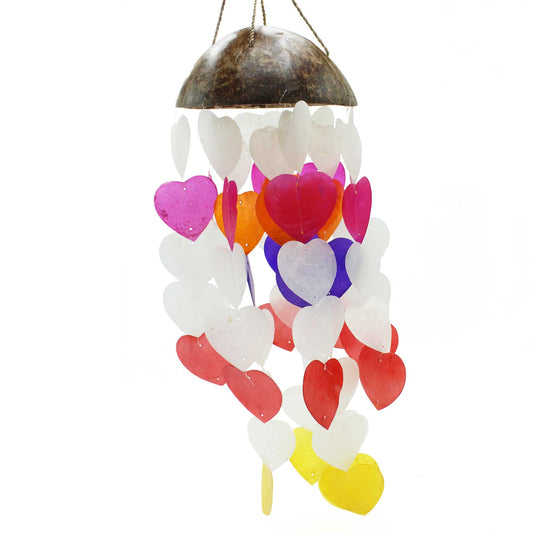 Campanas de Viento de Coco y Capiz - Corazones Grandes - 40cm