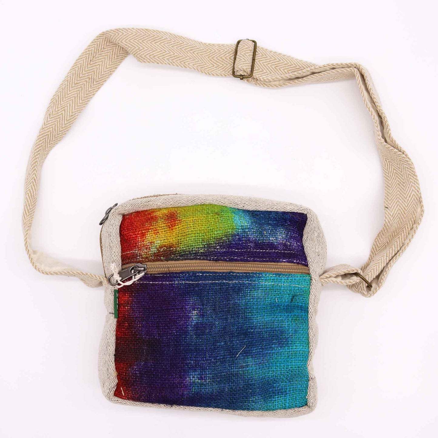 Bolso mensajero Tiedye cáñamo 1 cremallera