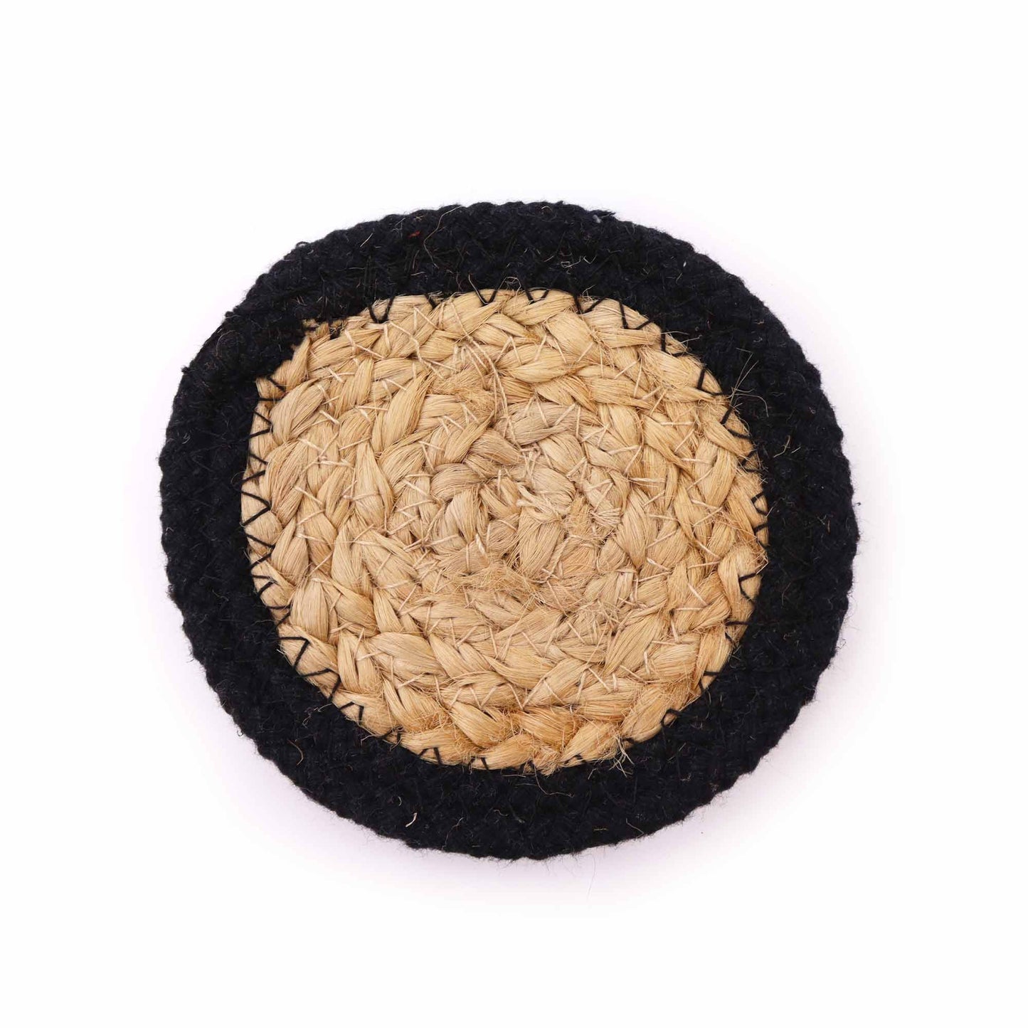 Posavasos Natural - Yute y Algodón 10cm (juego de 4) - Borde Negro