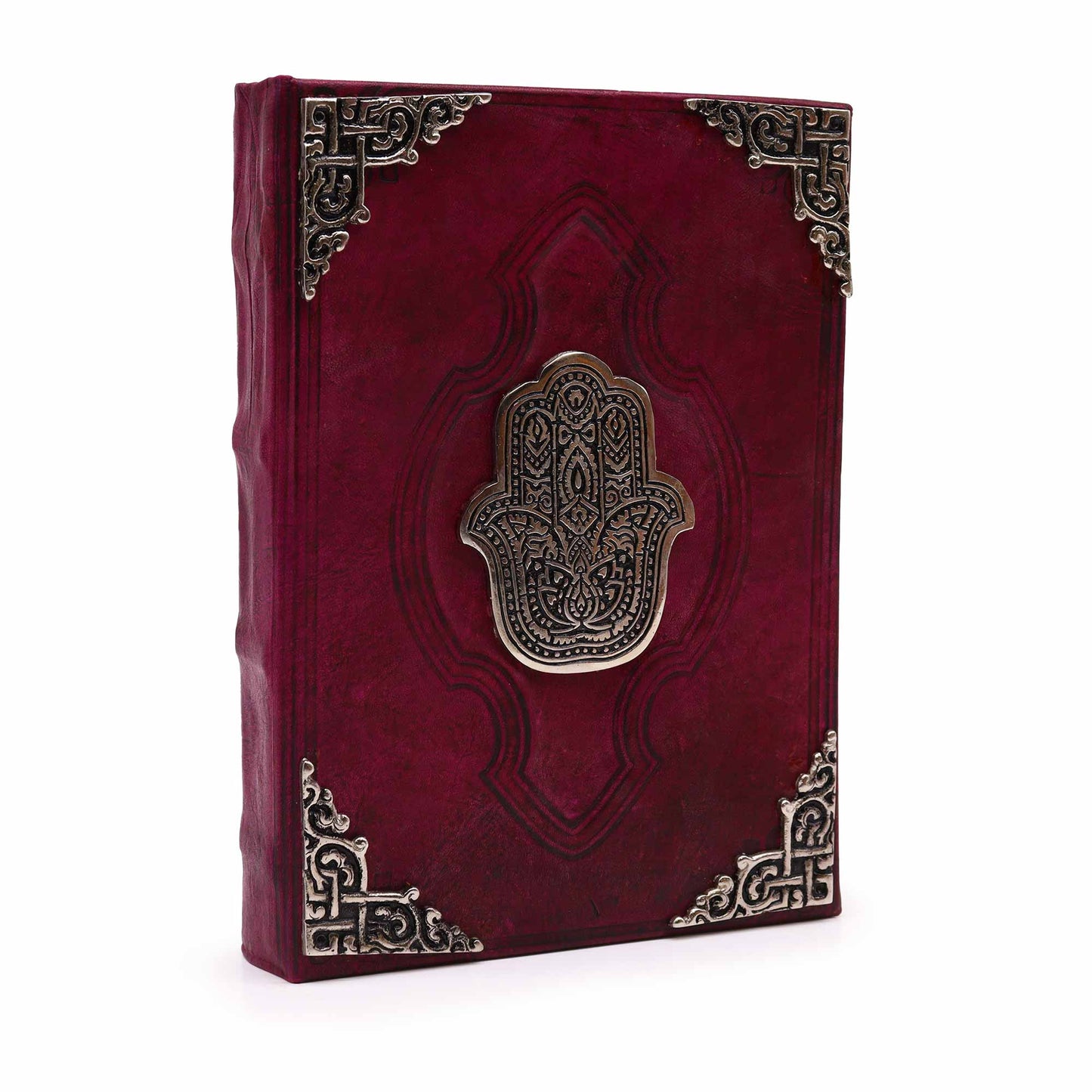 Libro Hefty Red Tan - Decoración Hamsa de zinc - 200 páginas con bordes de cubierta - 26x18cm