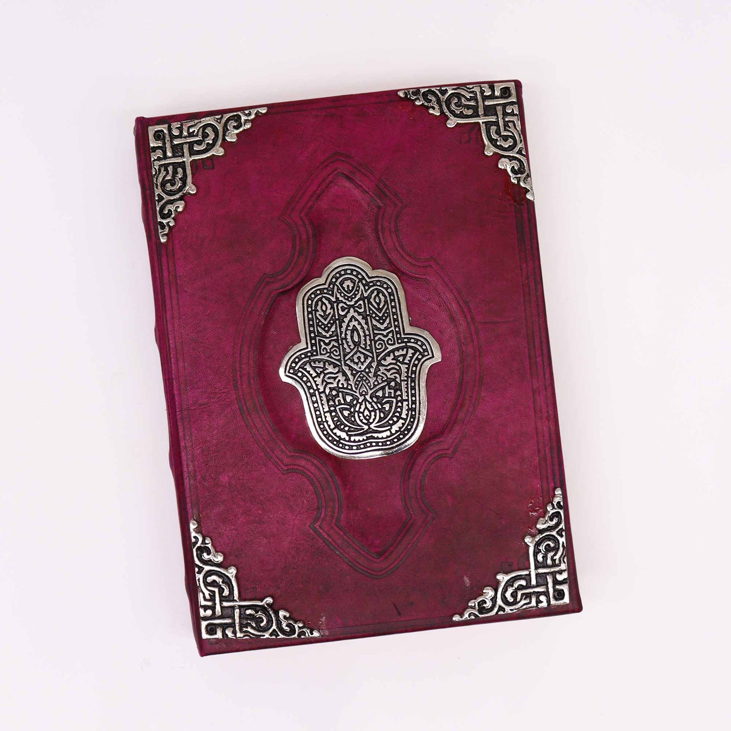 Libro Hefty Red Tan - Decoración Hamsa de zinc - 200 páginas con bordes de cubierta - 26x18cm