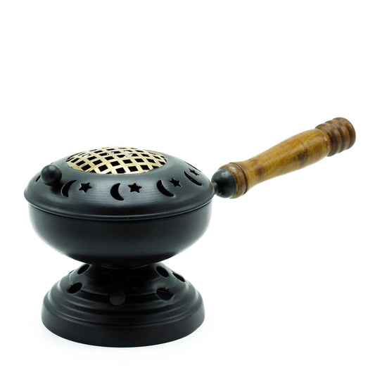 Large Iron Censer on Stand Incense Burner - Gold detail