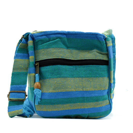 Bolso bandolera Lrg Nepal (correa ajustable) - Spring Meadows verde y azul