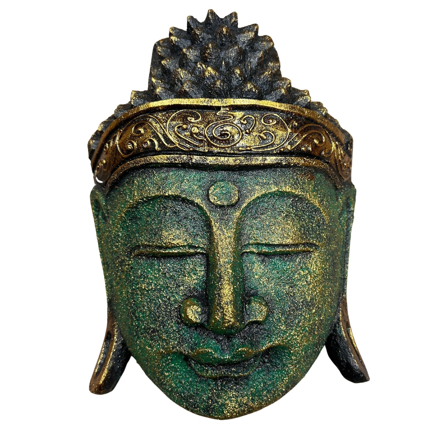 Home Decoration Buddha Head - 25cm - Green Shine Finish