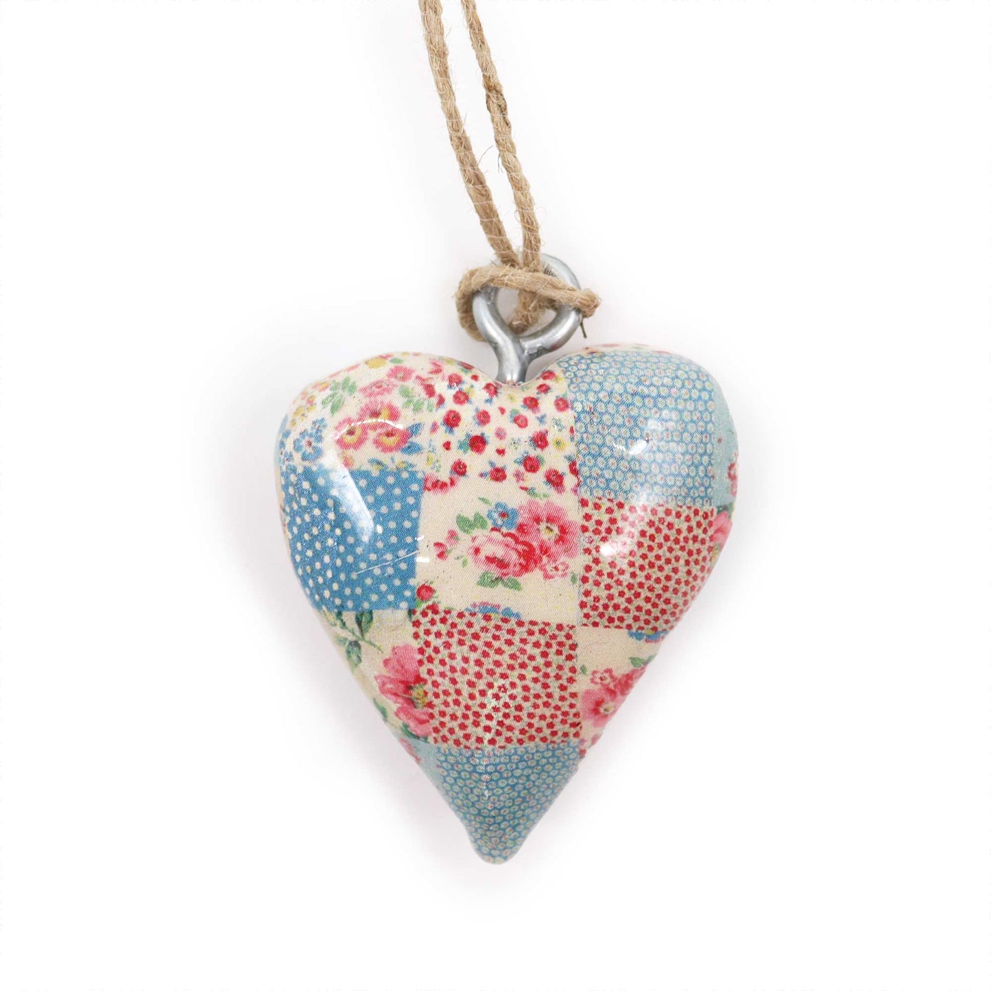 Small Decor Wood Heart - Cheque Blue & Red