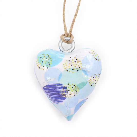 Small Decor Wood Heart -  Blue Abstract