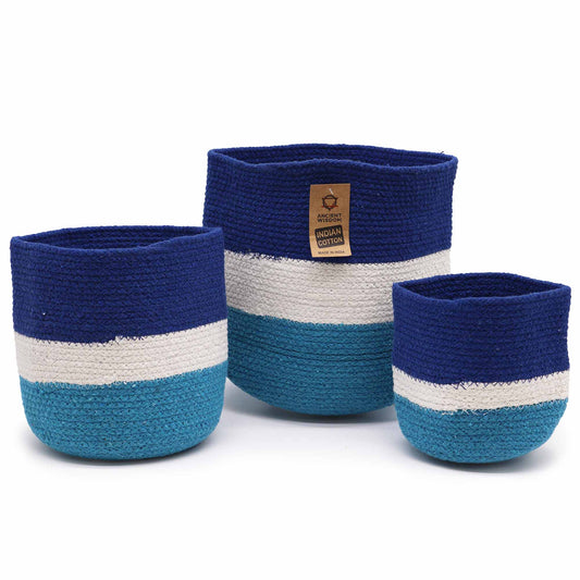 Set of 3 Evil Eye Jute Rope Baskets