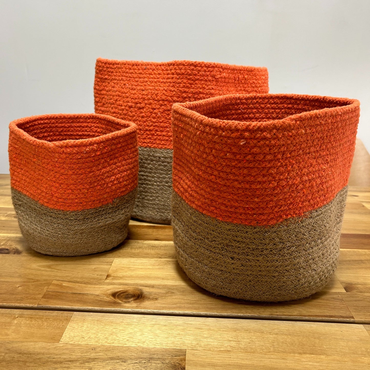 Set of 3 Cotton Rope Storage Baskets - Orange