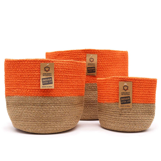 Set of 3 Cotton Rope Storage Baskets - Orange