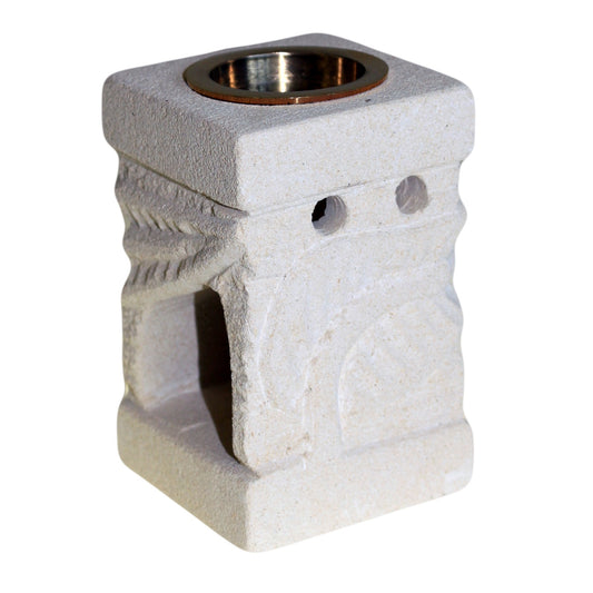 Stone Oil Burner - Carved Leaf